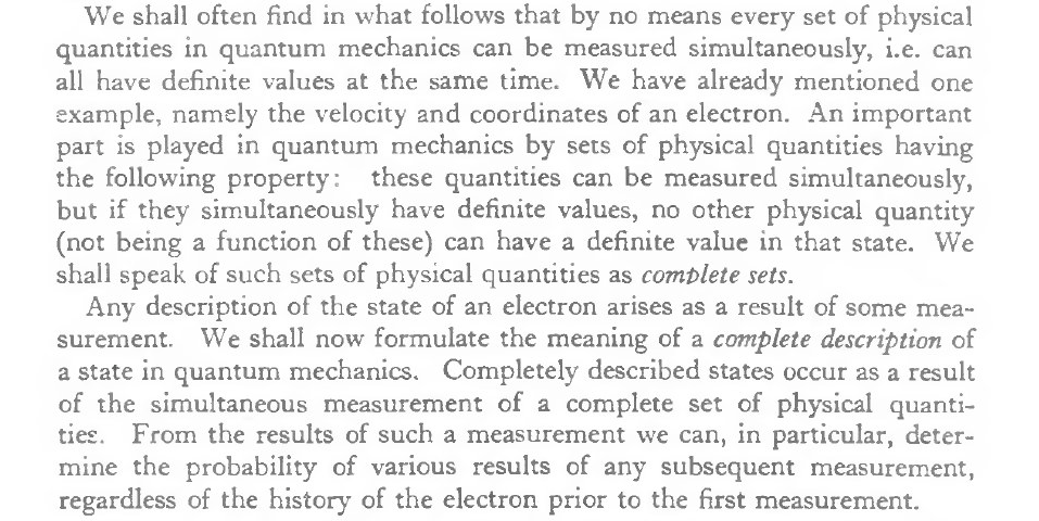 Landau Lifshitz on complete set of commuting observables.